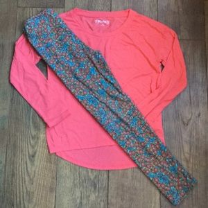 Lularoe floral pants with mudd long sleeve shirt